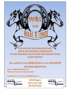 Aankomend weekend indoormarathon Waal & Linge Cup